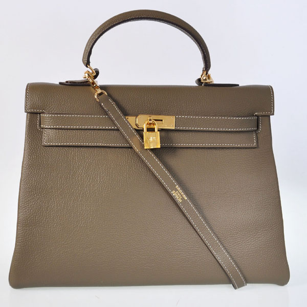 K35TDGG Kelly di Hermes 35CM pelle togo in grigio scuro con oro ha